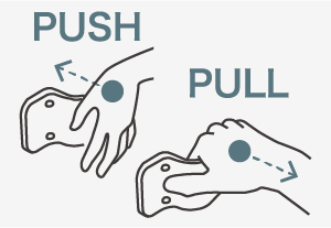 「押す・引く」で扉を開閉