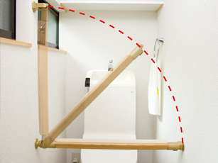 遮断機式手すりブラケット直角型N + トイレ肘置き手すり